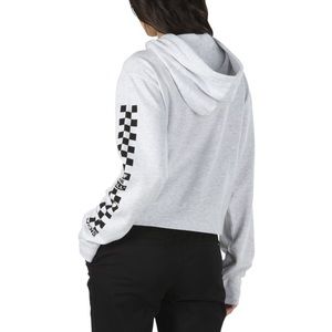 vans check sleeve cropped pullover hoodie